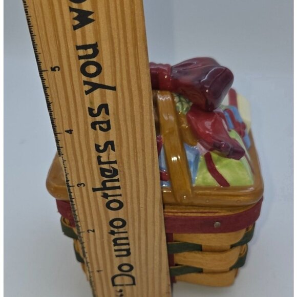 Longaberger Hand-Painted Ceramic Basket With Gift Design & Box - Picture 8 of 11
